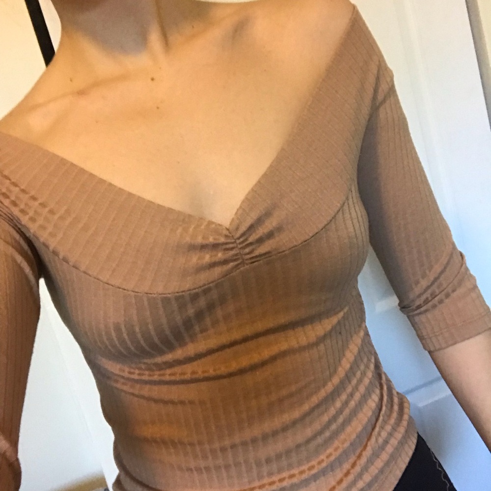 Beige off shoulder top